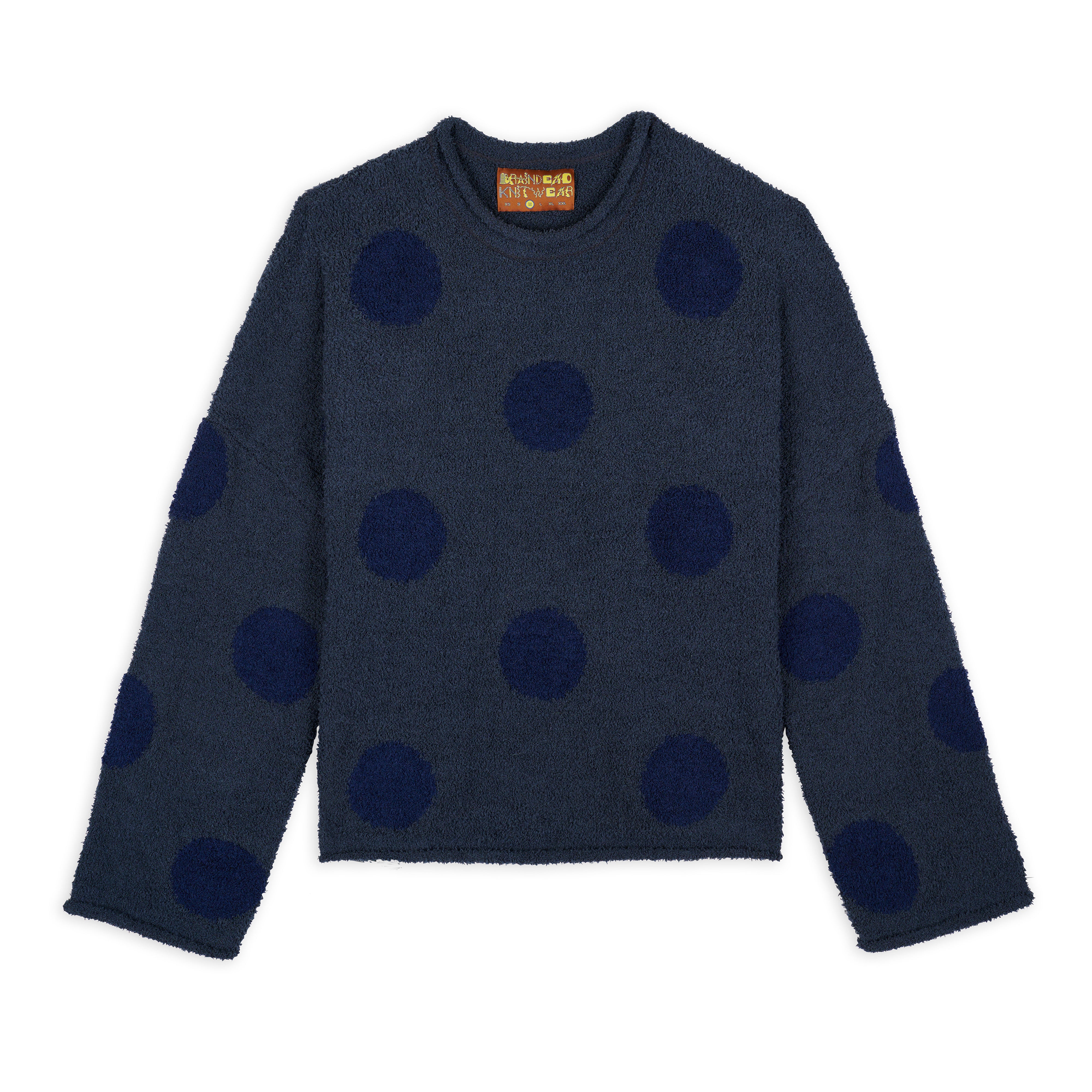 Brain Dead: Men's Teddy Fur Dot Knit Sweater (Navy) | DSMNY E-SHOP