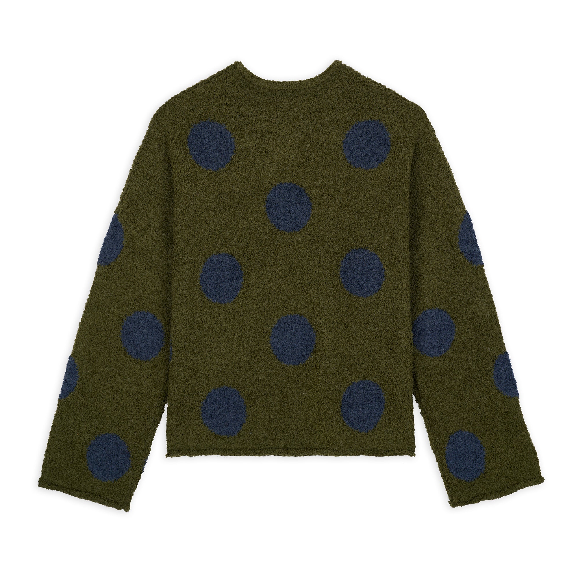 Brain Dead - Men's Teddy Fur Dot Knit Sweater - (Olive) view 2, Click to Zoom in