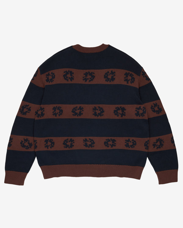 Denim Tears - Men's Wreath Striped Sweater - (Navy/Brown)
