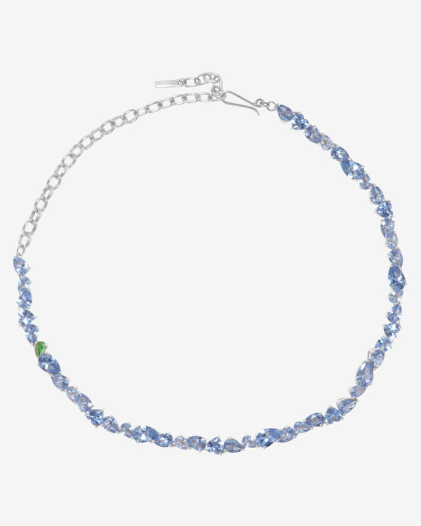 Completedworks - Women's Emerald Zirconia and Synthetic Blue Spinel Recycled Silver Necklace - (Silver)