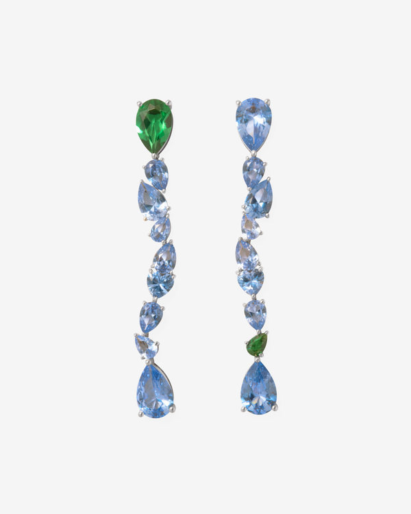Completedworks - Women's Emerald Zirconia and Synthetic Blue Spinel Recycled Silver Earrings - (Silver)