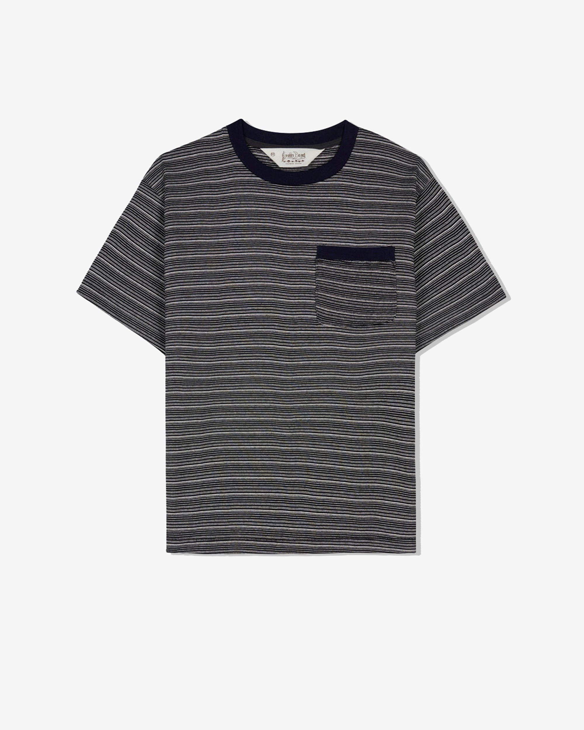 Brain Dead - Men's Zig Zag Stripe SS Mockneck T-Shirt - (Black) view 1, Click to Zoom in