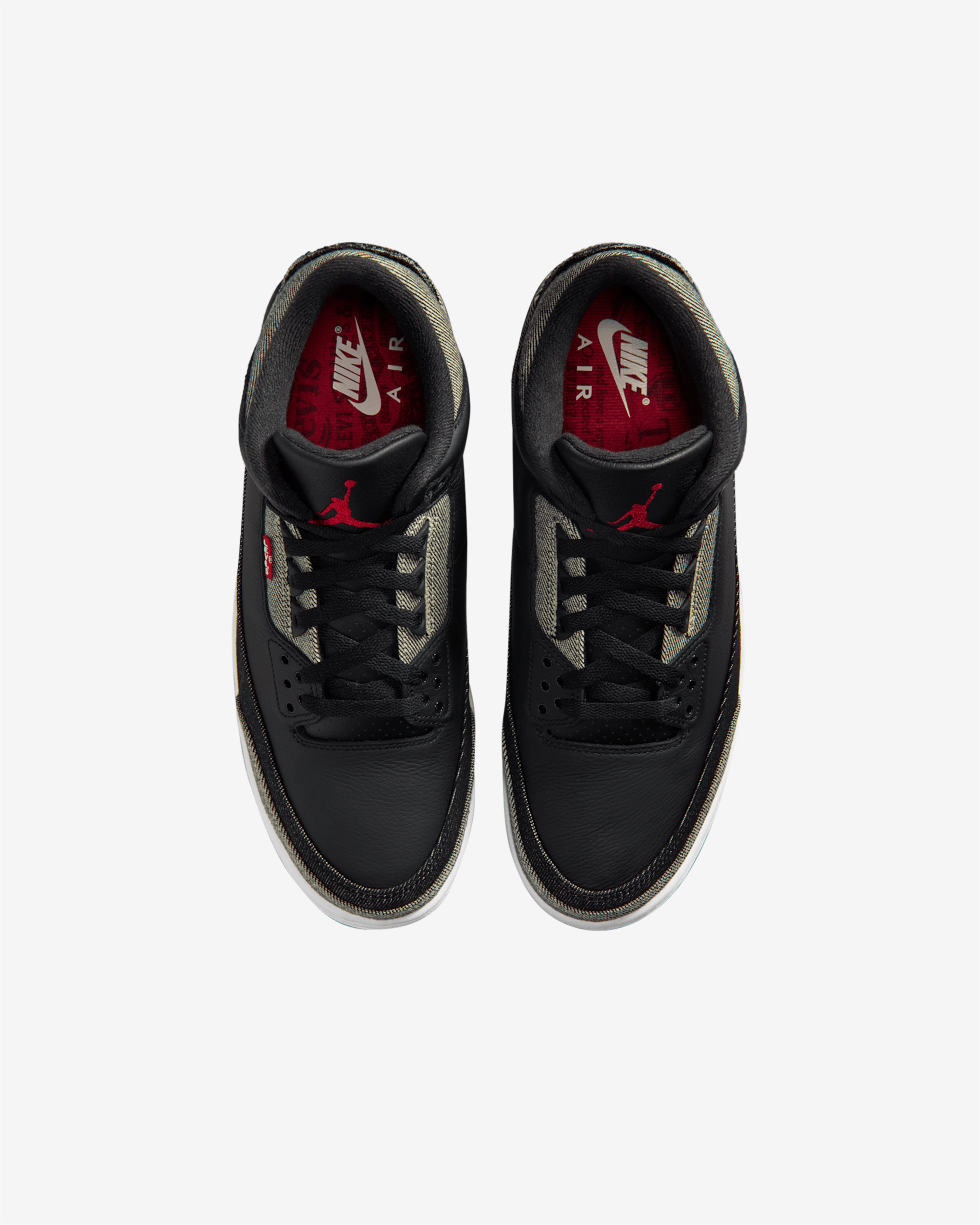 Nike: Levi's Men's Air Jordan 3 Sneakers (Denim/Black/Gym Red
