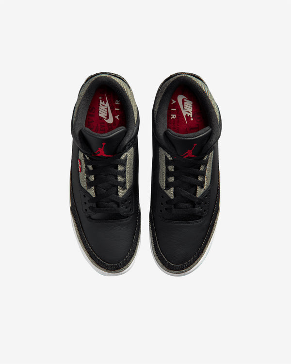 Nike - Levi's Men's Air Jordan 3 Sneakers - (Denim/Black/Gym Red)