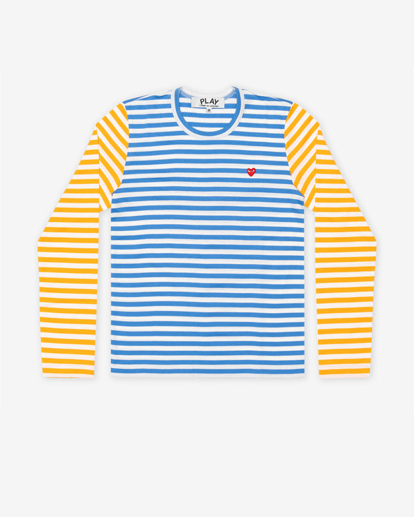 Play Comme des Garçons - Bi-Colour Stripe T-Shirt - (Blue/Yellow)