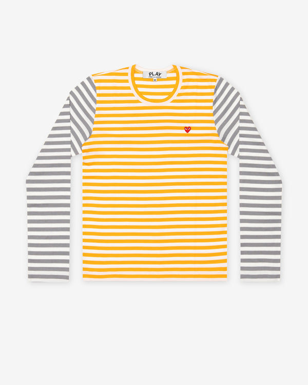 Play Comme des Garçons - Bi-Colour Stripe T-Shirt - (Yellow/Grey)