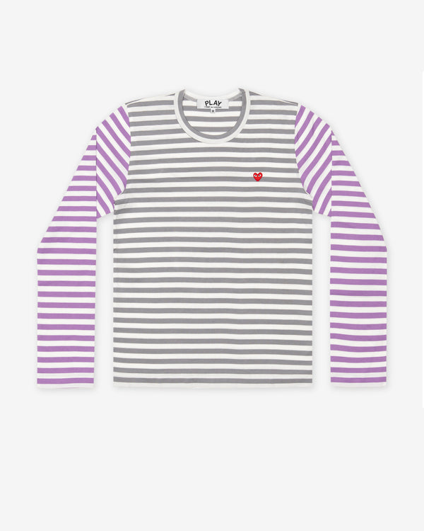 Play Comme des Garçons - Bi-Colour Stripe T-Shirt - (Grey/Purple)