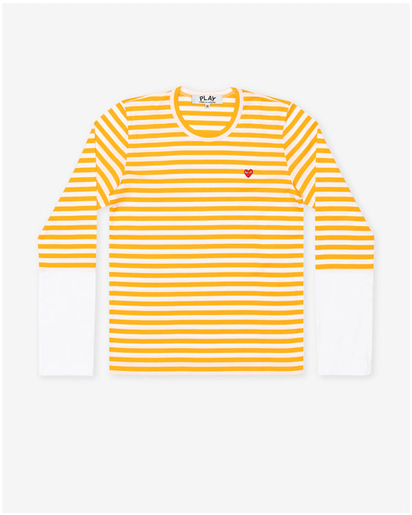 Play Comme des Garçons - Stripe White T-Shirt - (Yellow)