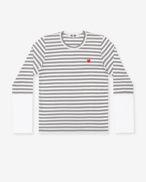 Play Comme des Garçons - Stripe White T-Shirt - (Grey)