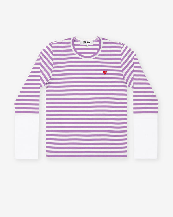 Play Comme des Garçons - Stripe White T-Shirt - (Purple)