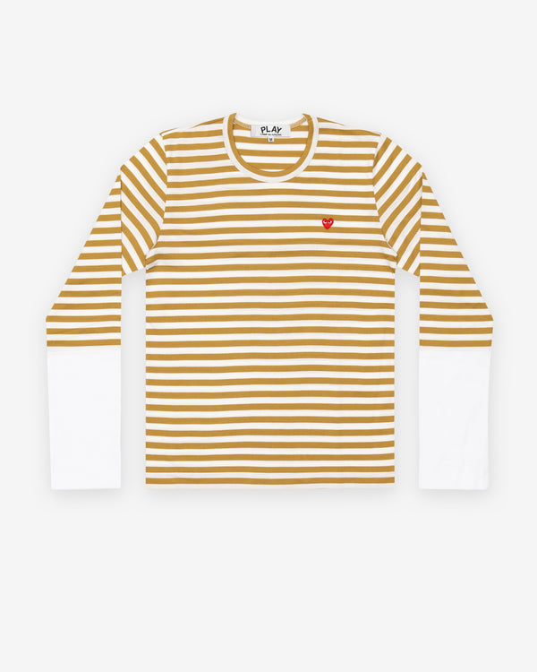 Play Comme des Garçons - Stripe White T-Shirt - (Mustard)
