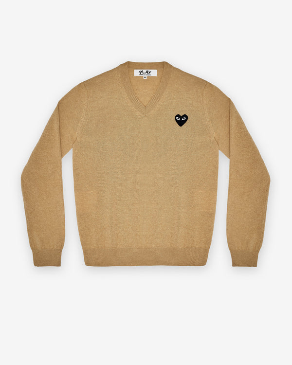 Play Comme des Garçons - Black V Neck Sweater - (Beige)
