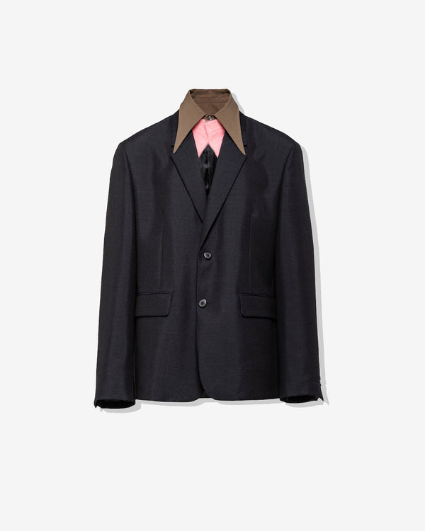 Prada - Men's Single-Breasted Jacket with Removeable Collar - (Navy)