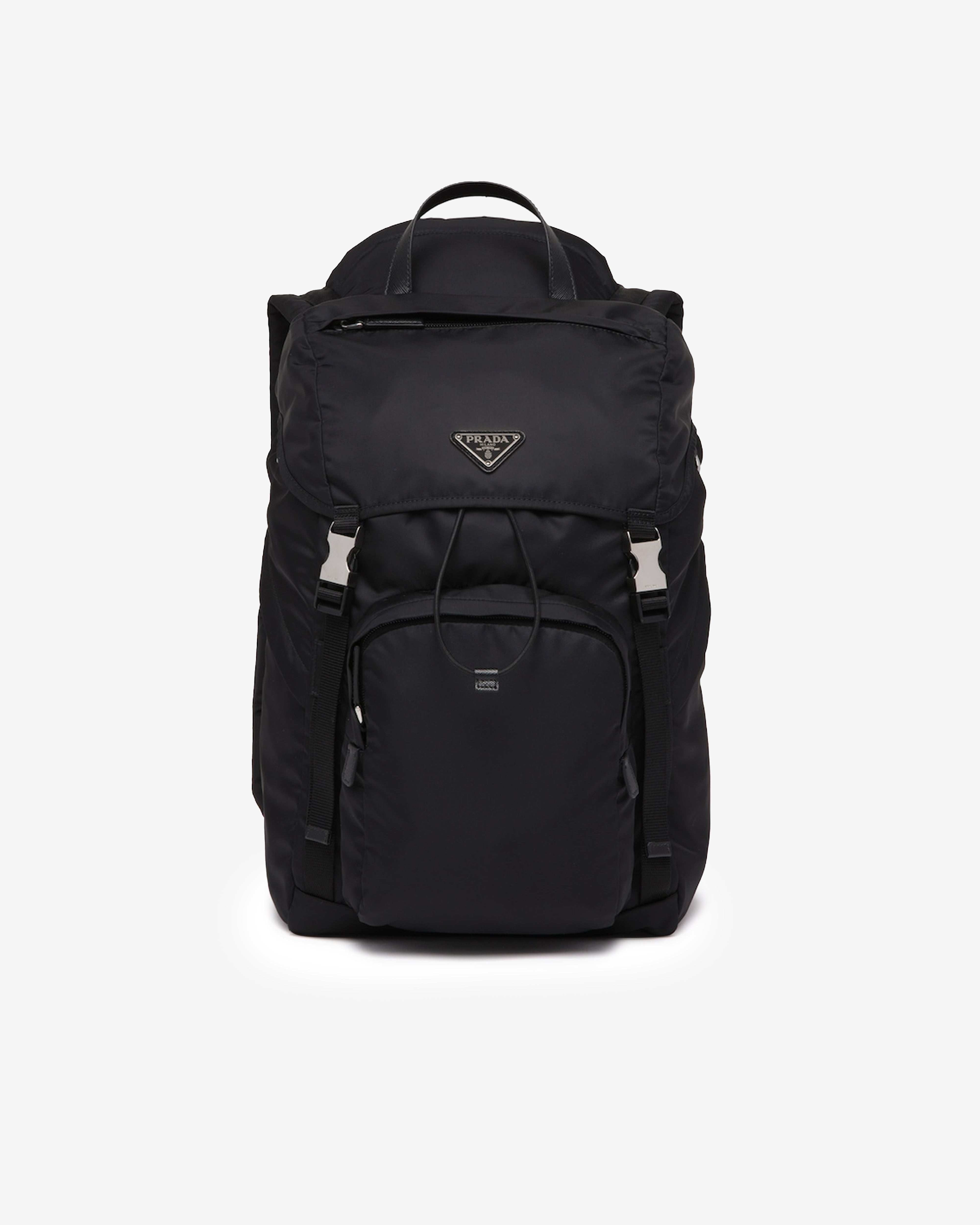 Prada - Men's Re-Nylon and Saffiano Leather Backpack - (Black)