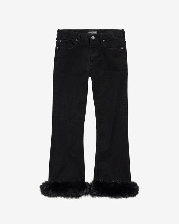 Balenciaga - Women's Fur Trim Flared Capri Pants - (Pitch Black)