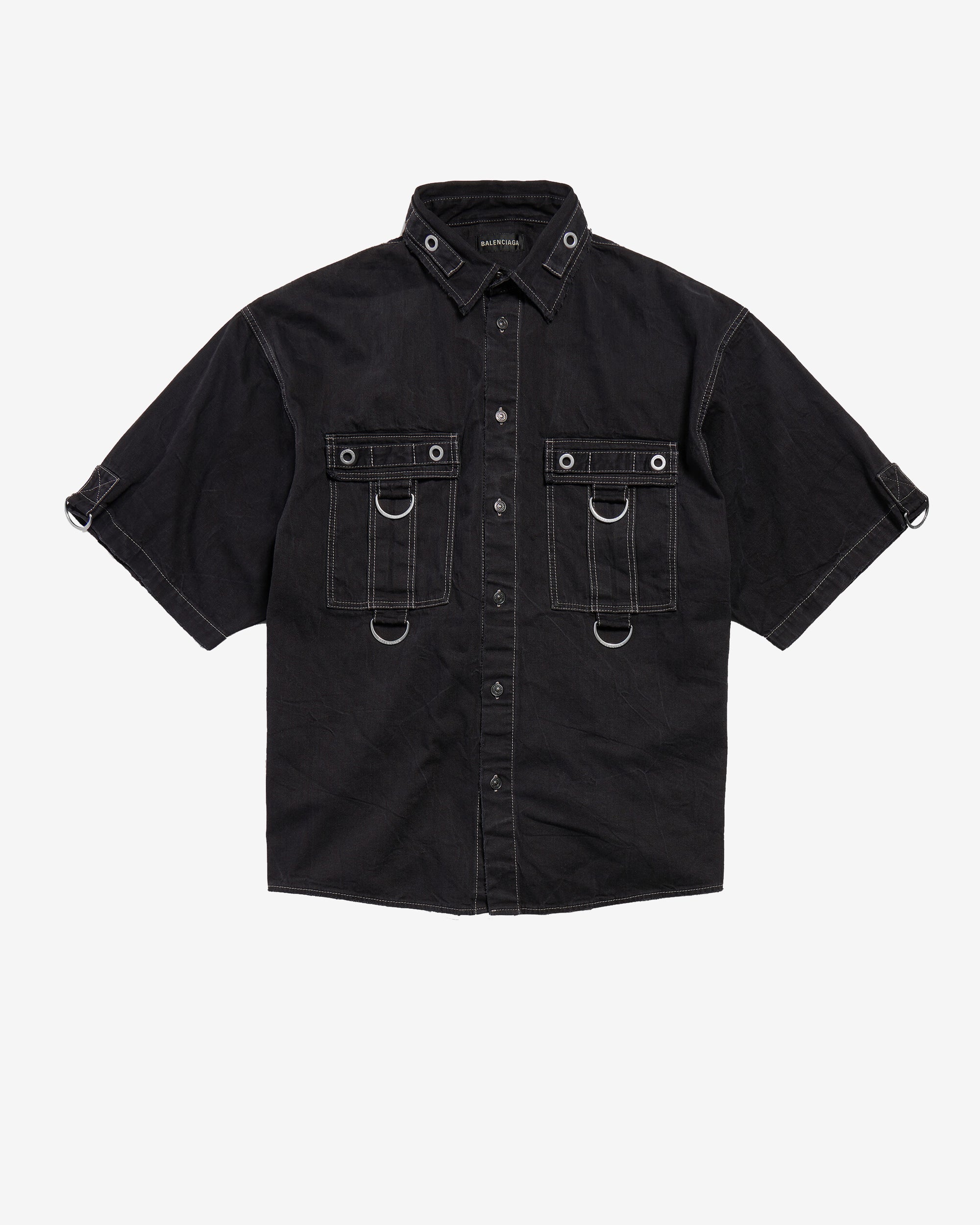 balenciaga men's dress shirt Shirts The crisp finish ensures a sharp look that remains fresh and structured throughout the day Balenciaga Men's Front Logo Denim