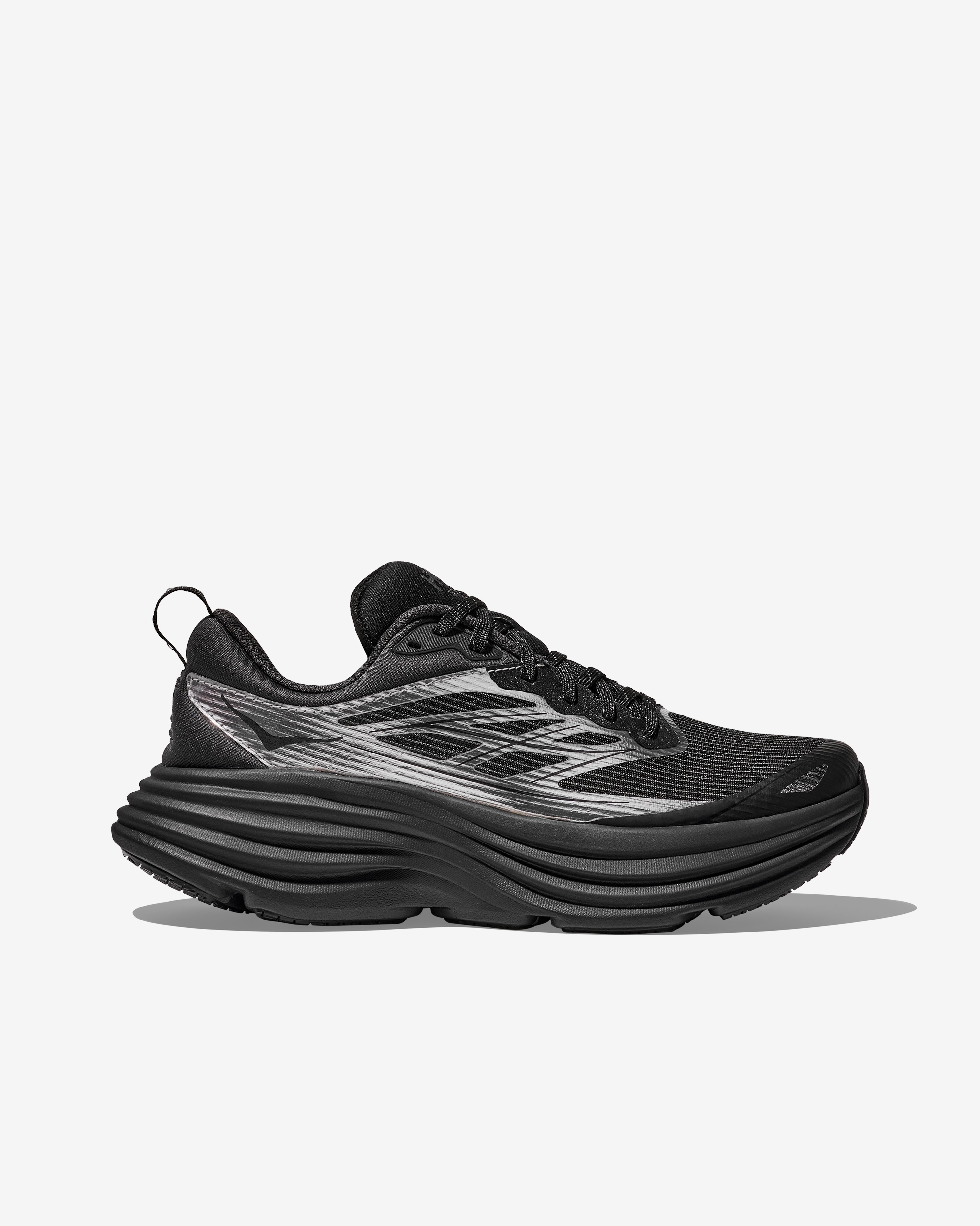 Hoka: Men's U Bondi 8 TS Caged MTL Sneakers (Silver/Black) | DSMNY