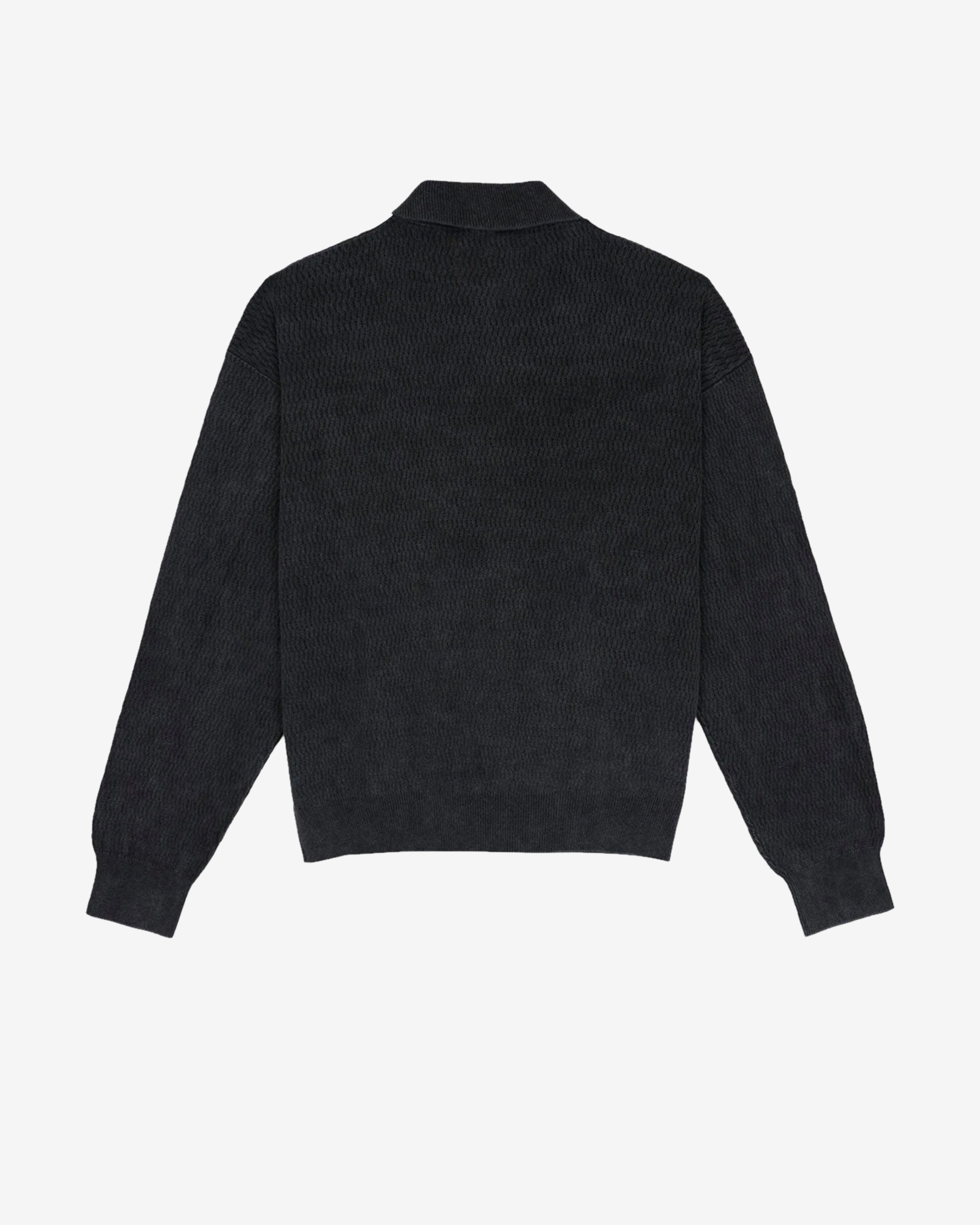 Brain Dead: Men's Pigment Dyed Long Sleeve Polo Sweater (Ink