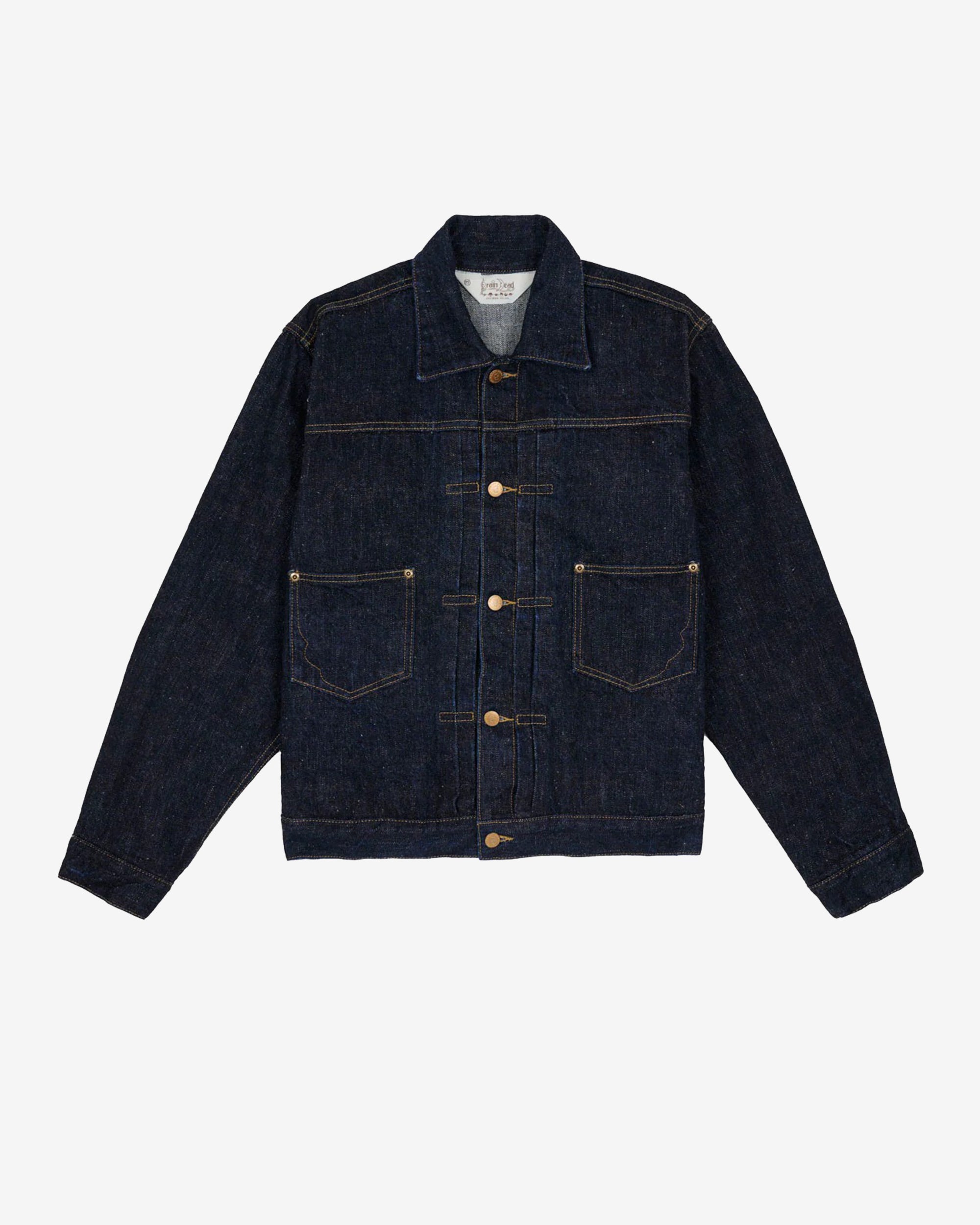 Brain Dead - Men's 15.5oz Selvedge Denim Trucker Jacket - (Rinsed Indigo) view 1, Click to Zoom in