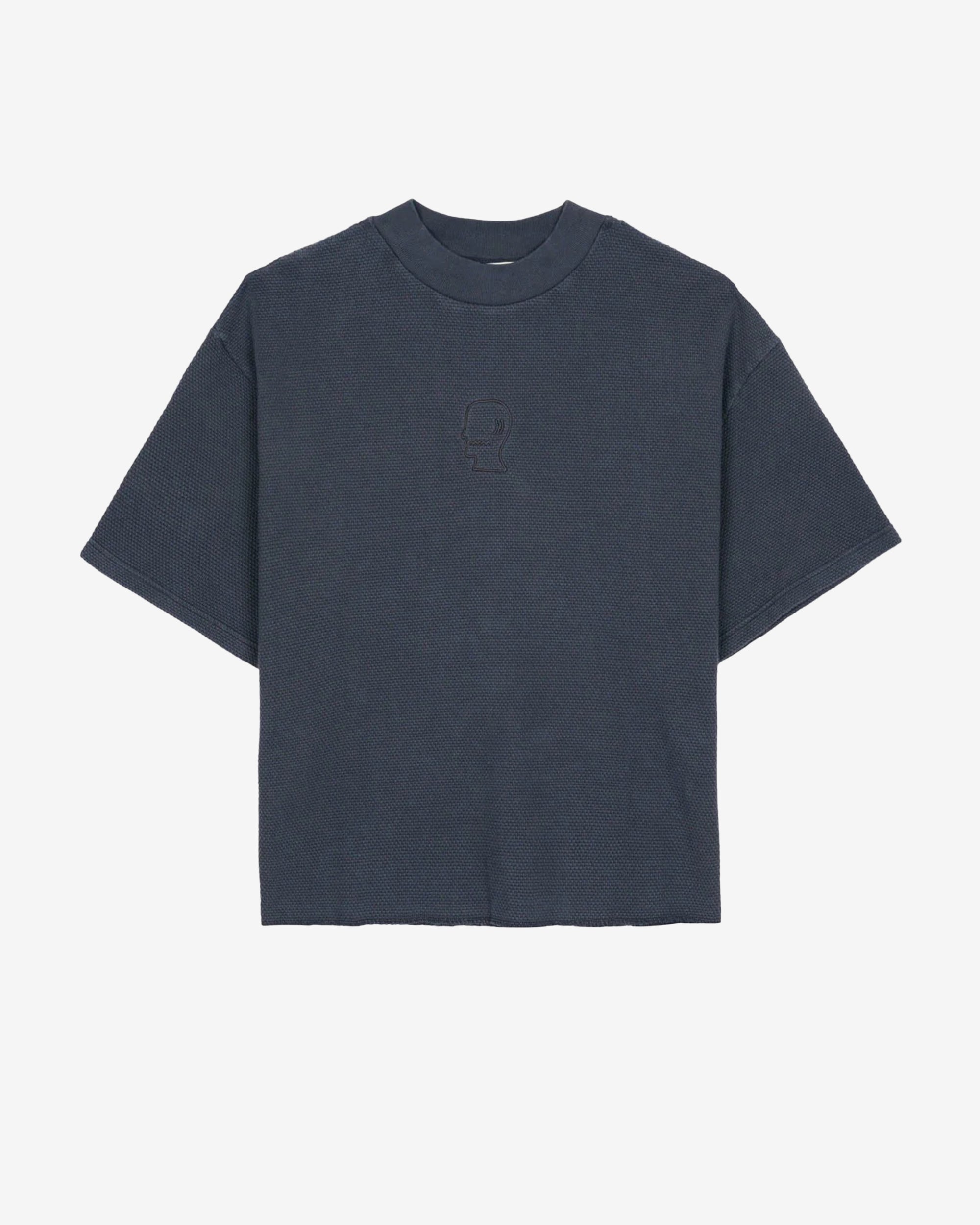 Brain Dead - Men's Boxy Thermal Mock Neck T-Shirt - (Slate) view 1, Click to Zoom in