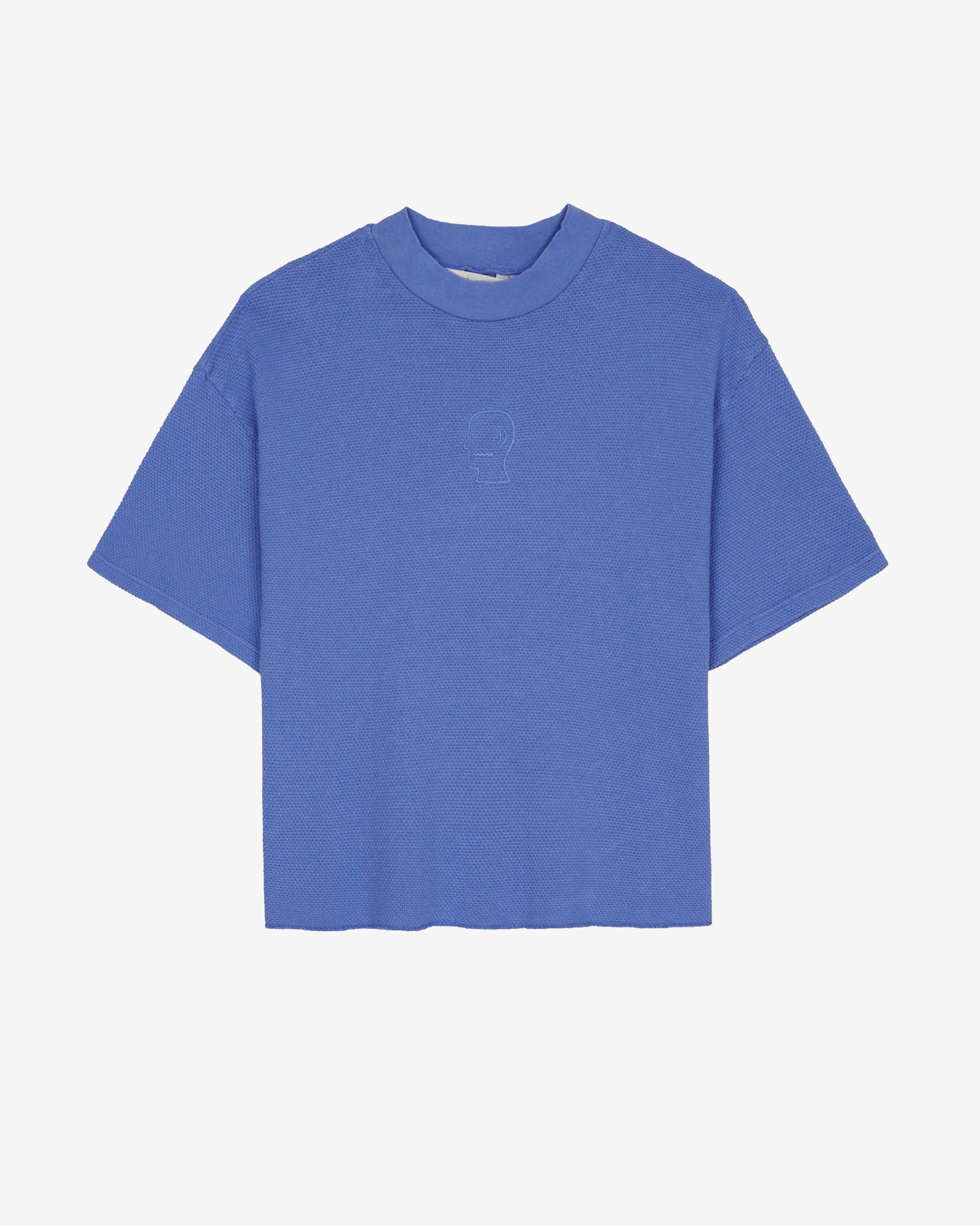 Brain Dead - Men's Boxy Thermal Mock Neck T-Shirt - (Blue) view 1, Click to Zoom in