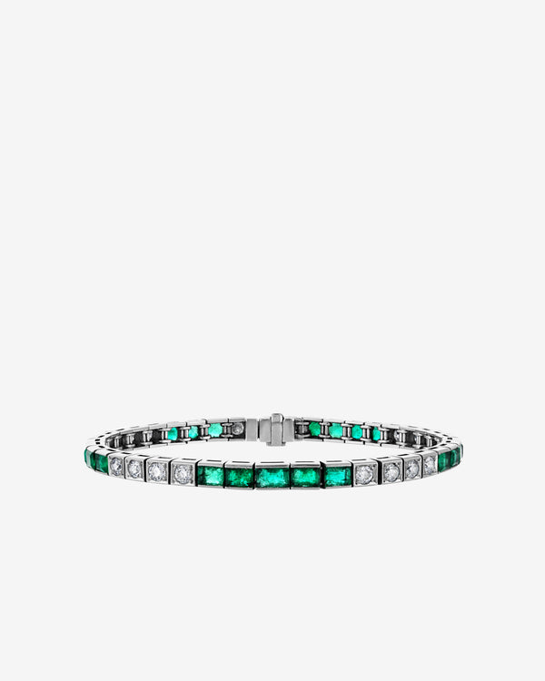 Mindi Mond - Women's Art Deco Colombian Emerald and Diamond Line Bracelet - (Green)