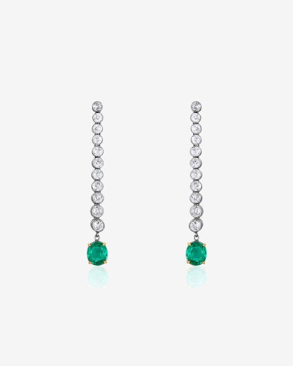 Mindi Mond - Women's Detachable Colombian Emerald & Old European Line Earrings - (Yellow Gold)