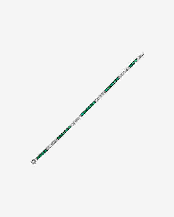 Mindi Mond - Women's Art Deco Colombian Emerald and Diamond Line Bracelet - (Green)