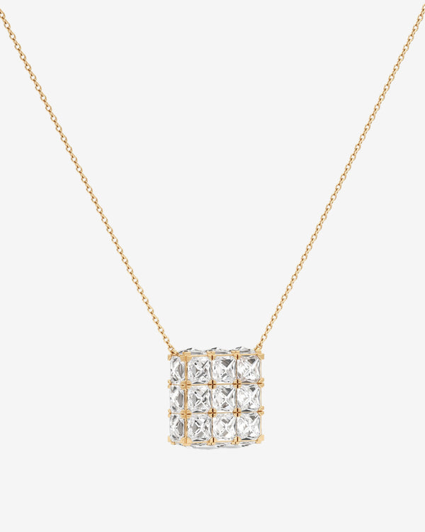 Unsaid - Women's Armor Cube Diamond Pendant Necklace - (Yellow Gold)