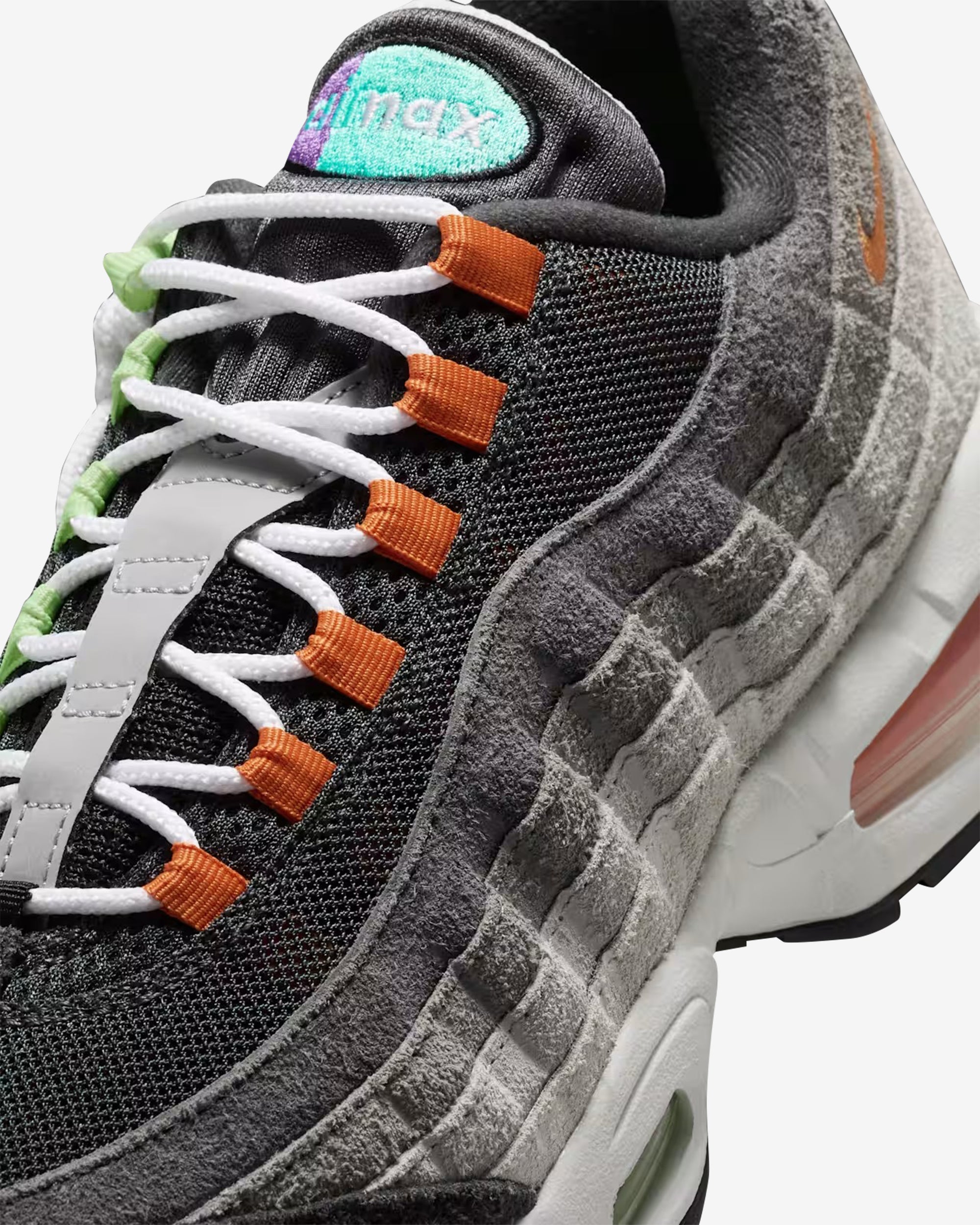 Nike - Men's Air Max 95 Big Bubble Sneakers - (Turquoise/Red) view 6, Click to Zoom in