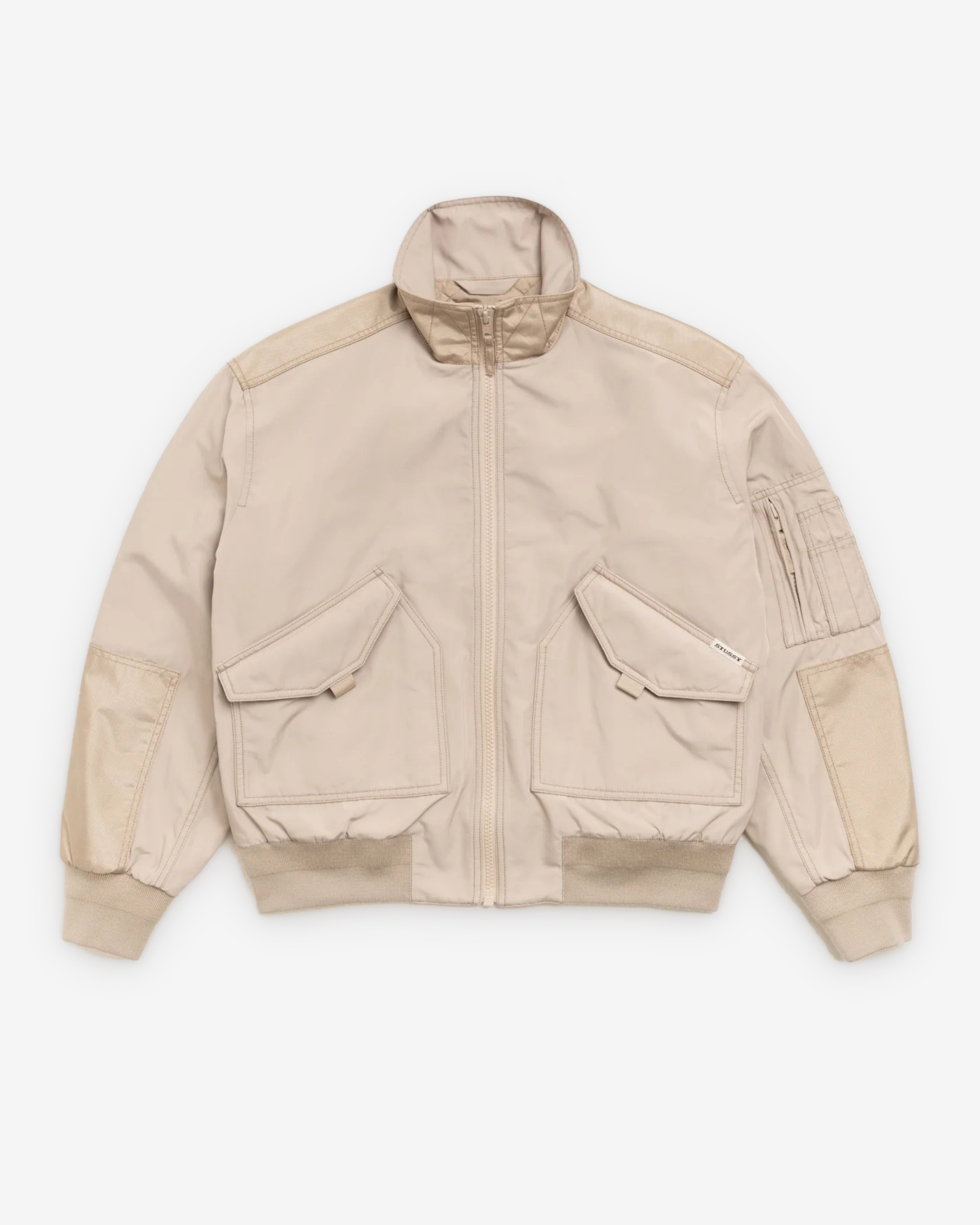 Stüssy: Men's Mock Neck Flight Bomber (Khaki) | DSMNY E-SHOP