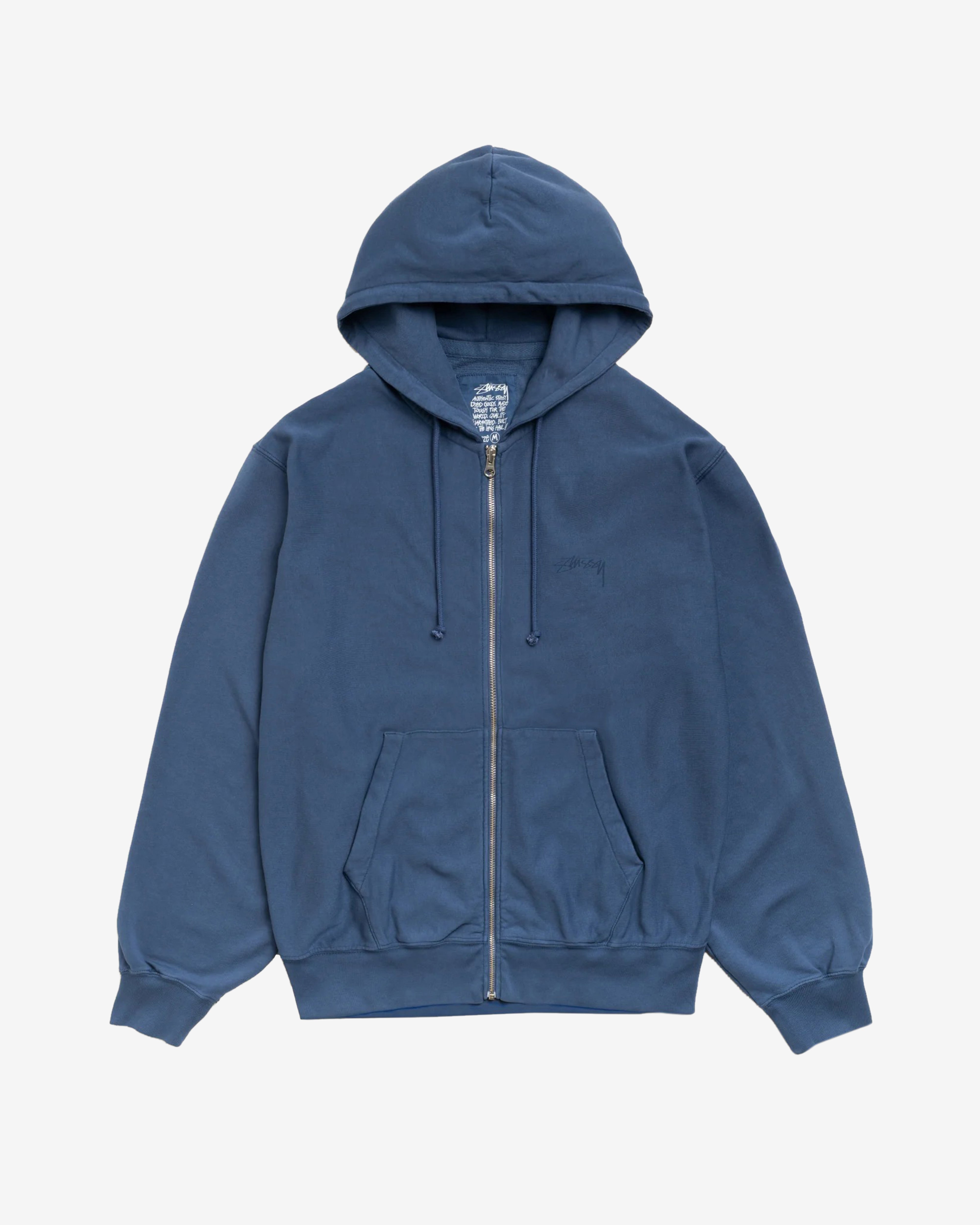 Stüssy: Men's Lightweight Terry Zip Hoodie (Blue) | DSMNY E-SHOP