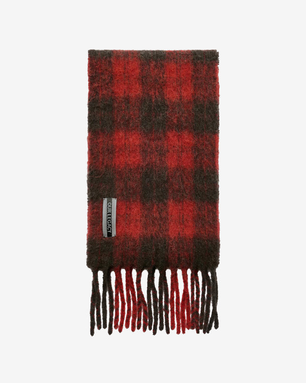 Our Legacy - Men's Estate Scarf - (Burnt Red Plaid Fuzzy Alpaca)
