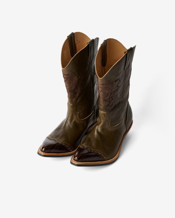 Our Legacy - Men's Floral Consultant Boot - (True Dye Olive Leather)