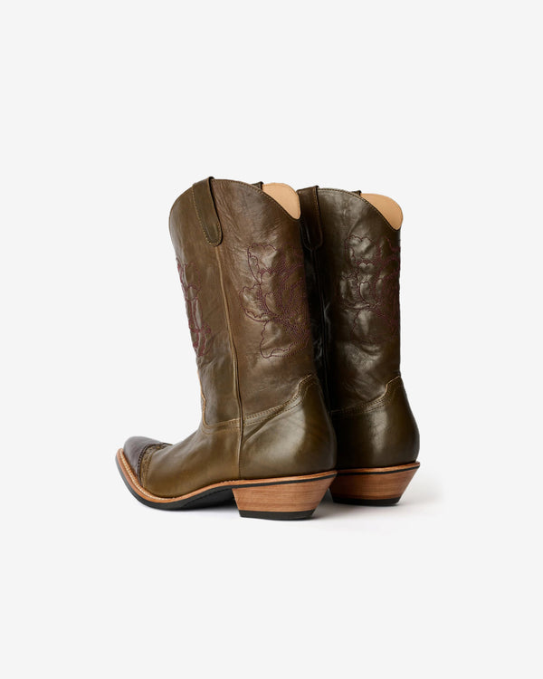 Our Legacy - Women's Floral Consultant Boot - (True Dye Olive Leather)