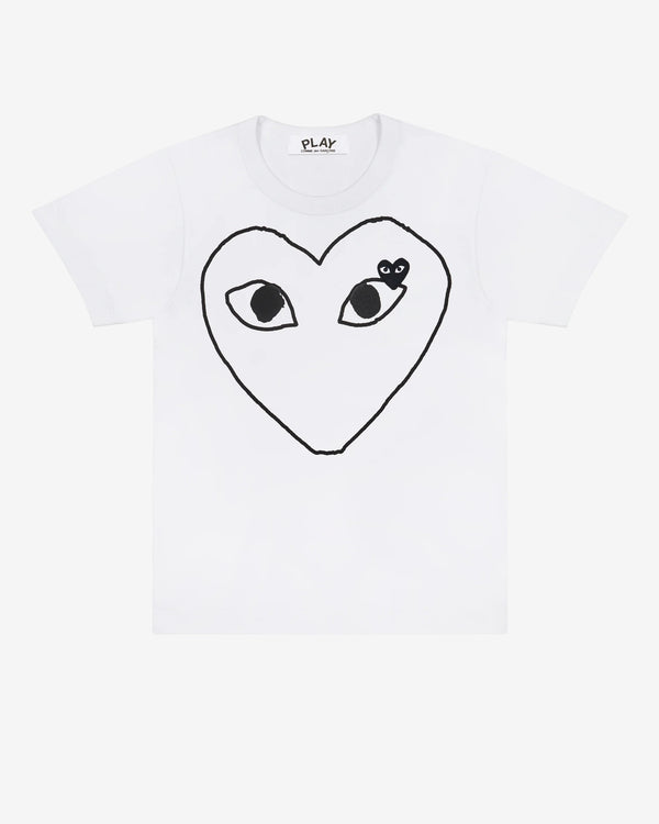 Play - Black Outline Heart T-Shirt - (White)