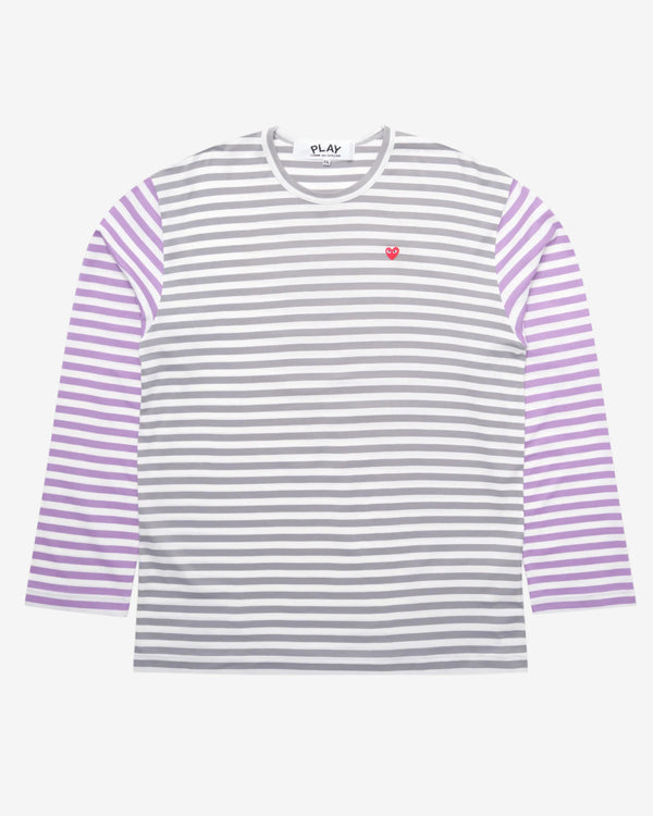 Play - Bi-Color Striped Long Sleeve T-Shirt - (Grey/Purple)