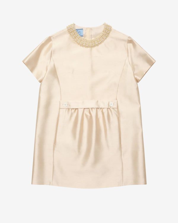 Prada - Women's Embroidered Double Shantung Dress - (Sand Beige)