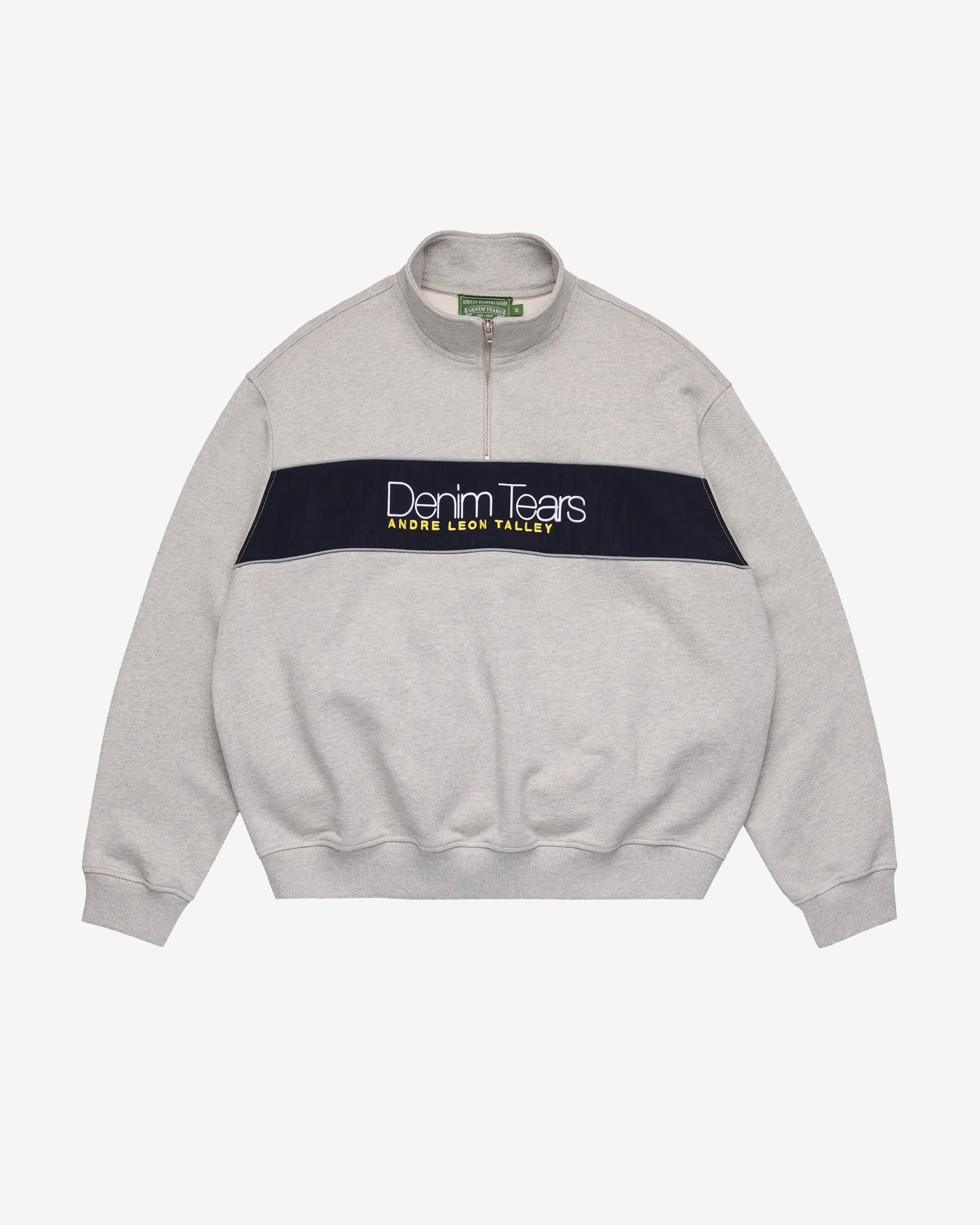 Denim Tears: Men's Quarter Zip ALT Crewneck (Grey) | DSMNY E-SHOP