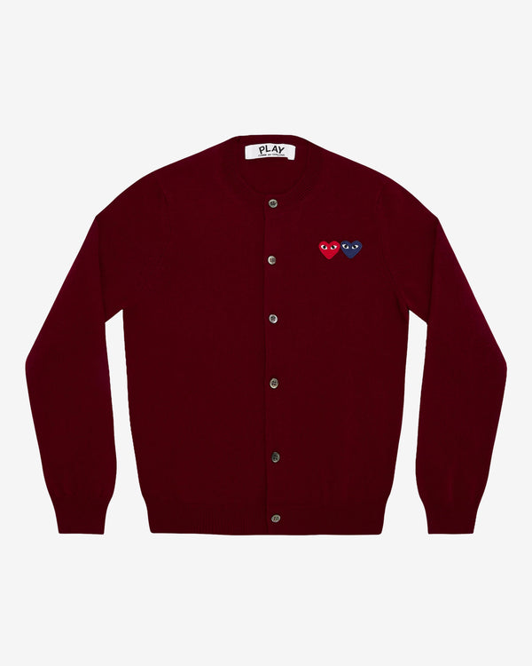 Play - Women's Double Heart Cardigan - (Burgundy)