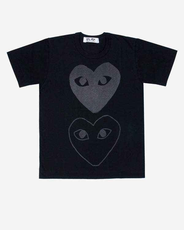 Play - Black Black Stacked Heart T-Shirt - (Black)