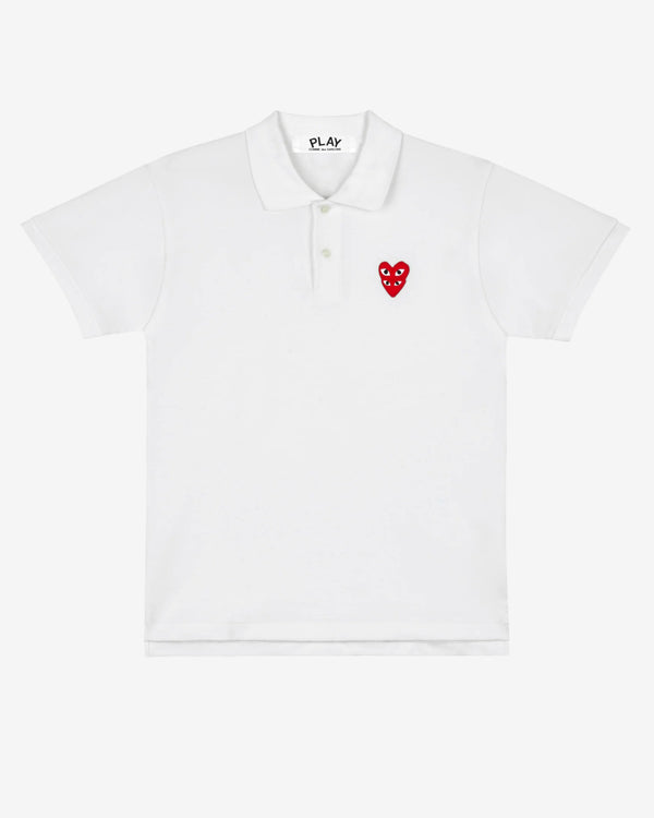 Play - Stacked Red Heart Polo Shirt - (White)