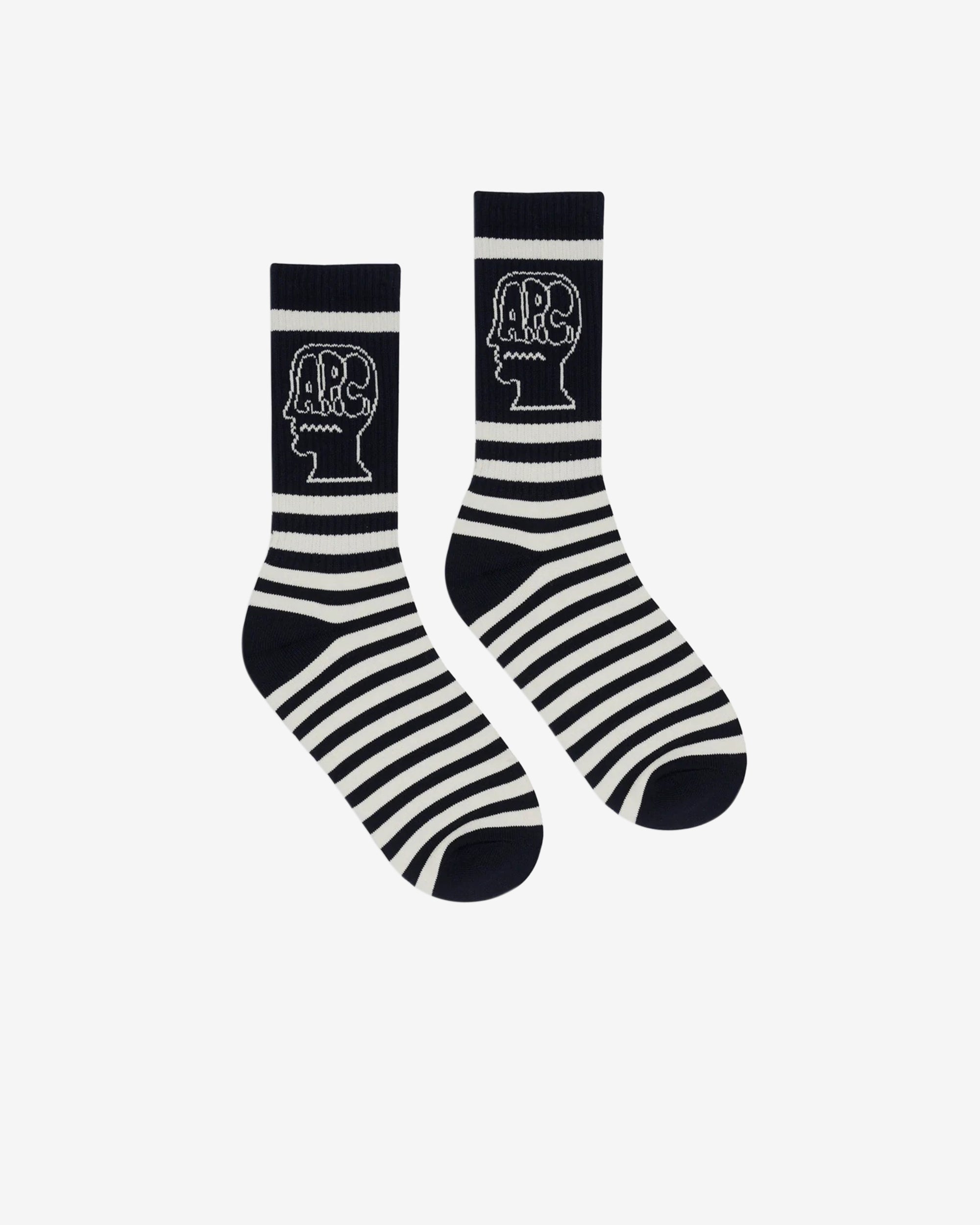 Brain Dead - Men's APC Striped Socks - (Navy) view 1, Click to Zoom in