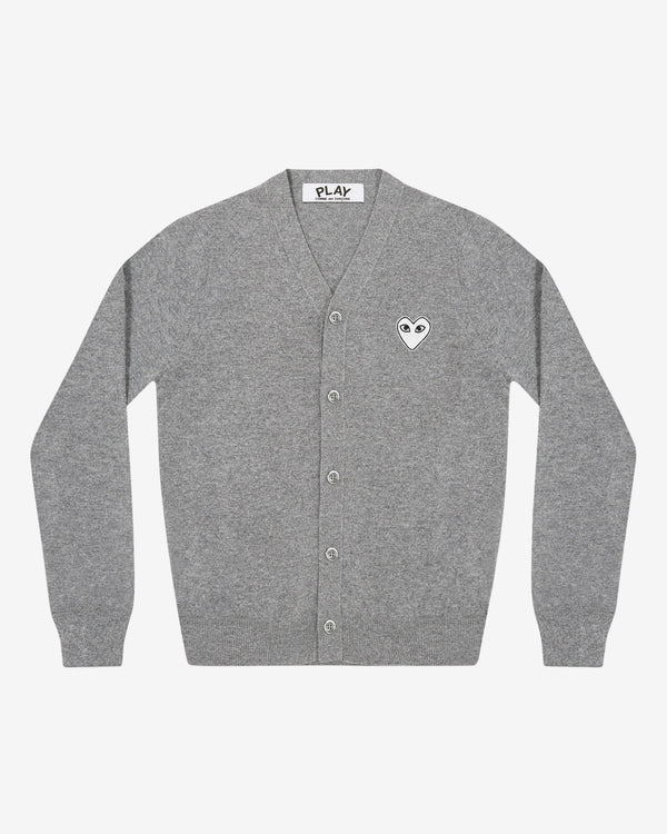 Play - Men's White Heart Cardigan - (Light Grey)