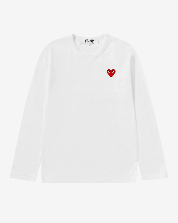 Play - Red Heart Emblem Long Sleeve T-Shirt - (White)