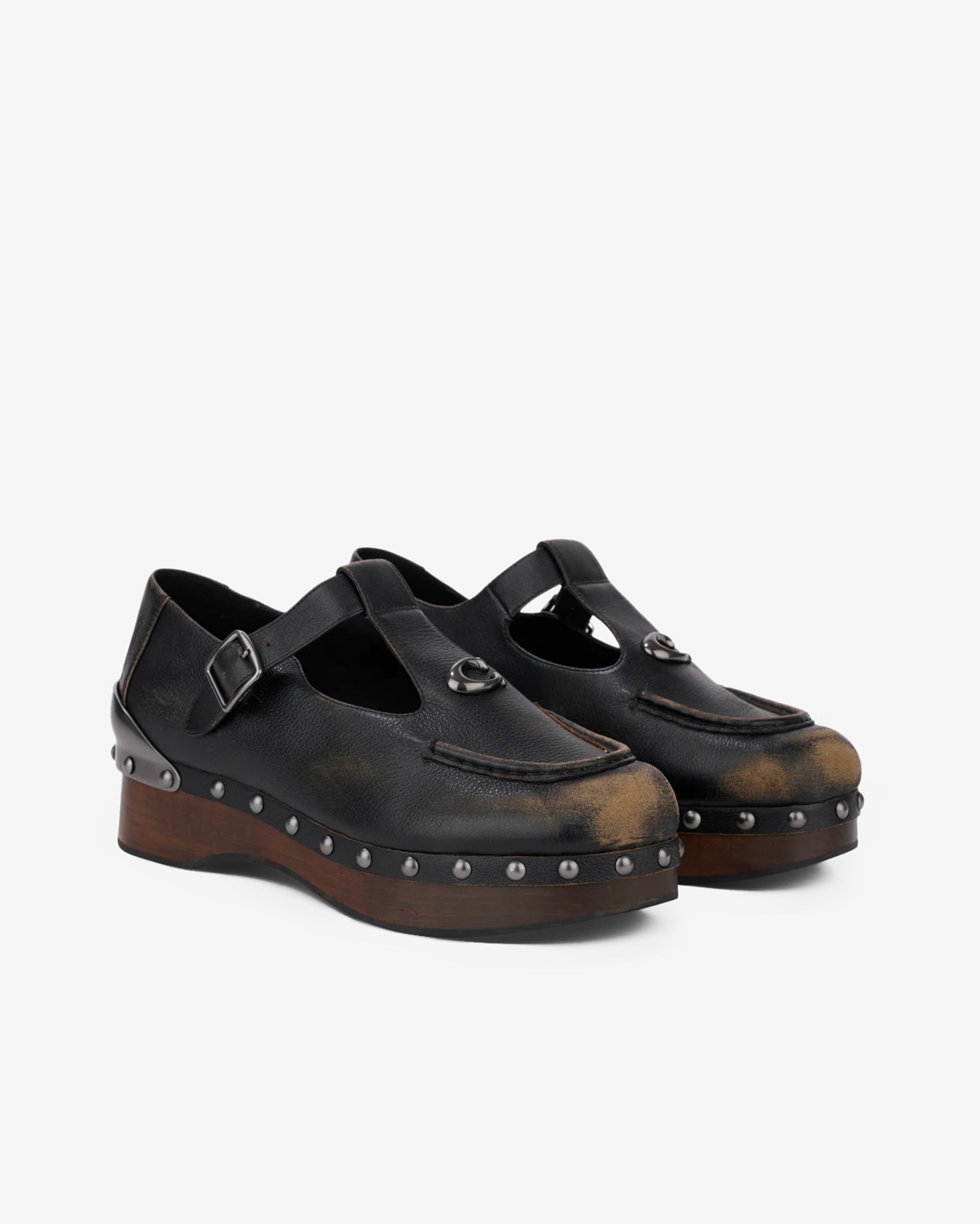 Brain Dead - Women's Coach Leather Wooden Mary Jane - (Black) view 2, Click to Zoom in
