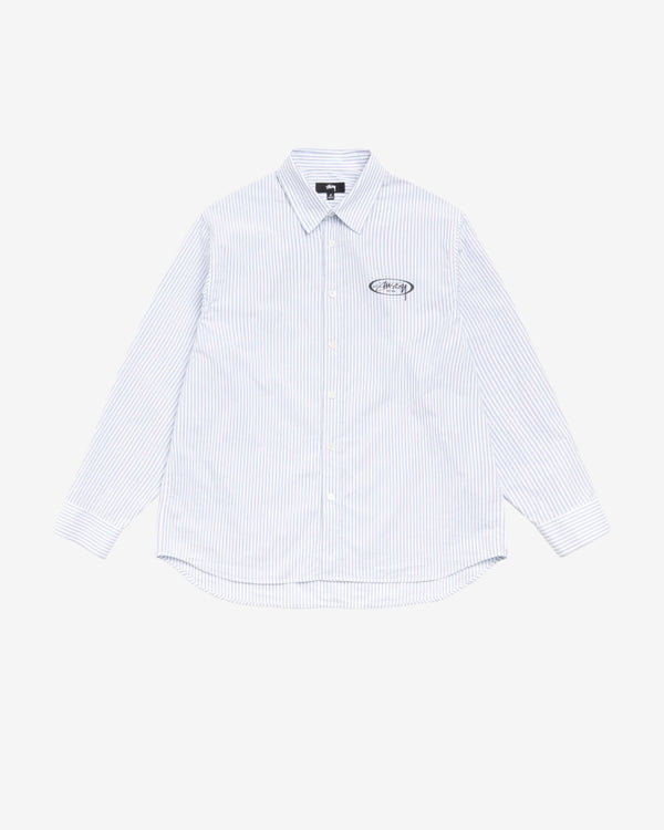 Stüssy - Men's Standard Logo Shirt - (Blue Stripe)
