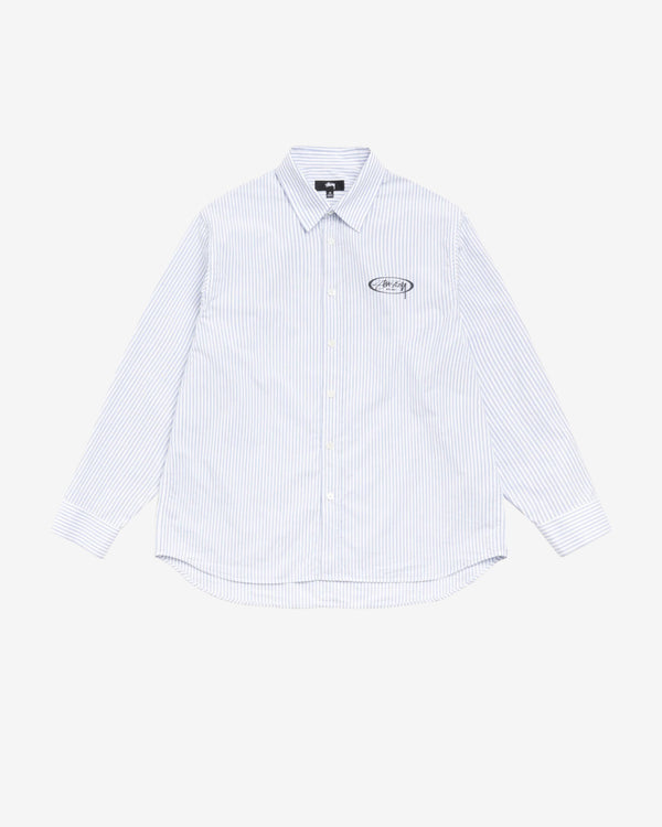 Stüssy - Men's Standard Logo Shirt - (Blue Stripe)