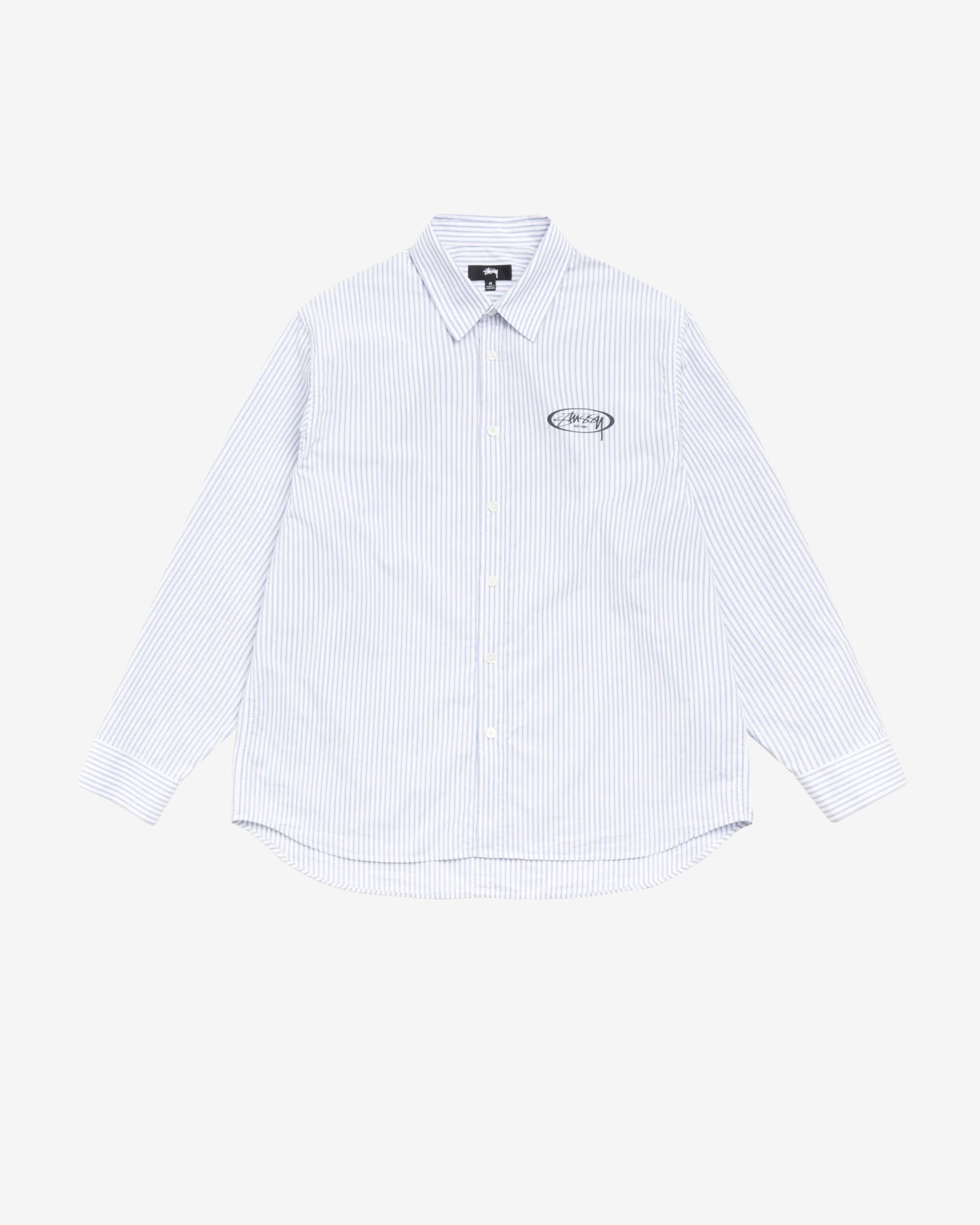 Stüssy: Men's Standard Logo Shirt (Blue Stripe) | DSMNY E-SHOP