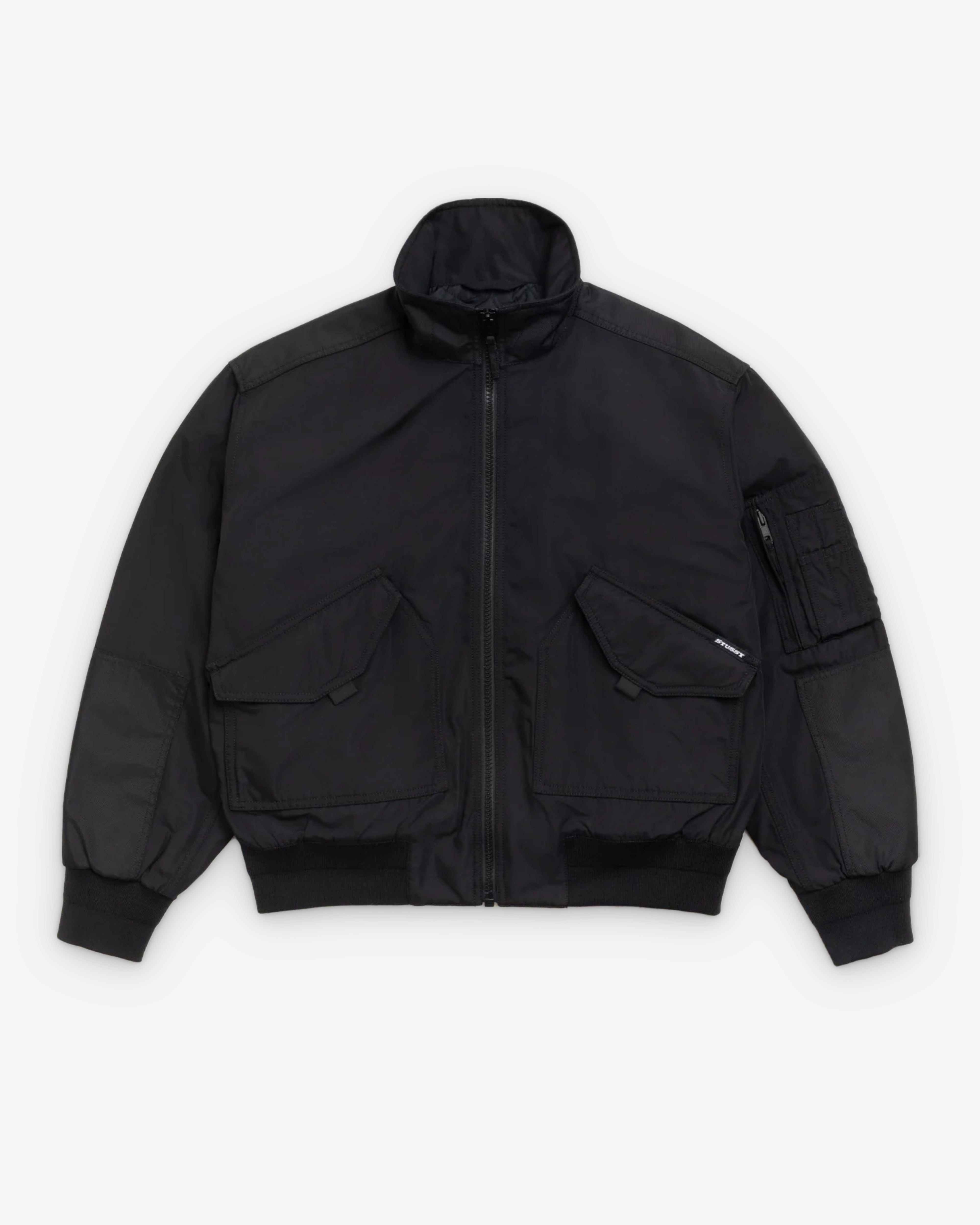 Stüssy: Men's Mock Neck Flight Bomber (Black) | DSMNY E-SHOP